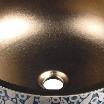 SAPHO - PRIORI keramické umývadlo na dosku Ø 41 cm, meď/modrá so vzorom PI037