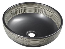 SAPHO - PRIORI keramické umývadlo na dosku Ø 41cm, čierná s bielým vzorom PI025