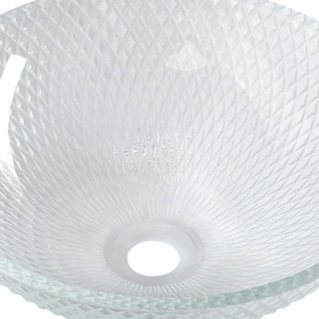 SAPHO - PUKETA gravírované sklenené umývadlo na dosku Ø 42 cm, číre sklo TY165