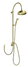 SAPHO - VANITY sprchový stĺp s pripojením vody na batériu, hlavová a ručná sprcha, bronz SET066