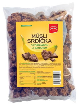 SEMIX Srdiečka s čokoládou a banánmi 500 g