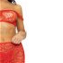 Sieťovaný 3-dielny set erotického prádla s detailom srdiečok červená