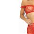 Sieťovaný 3-dielny set erotického prádla s detailom srdiečok červená