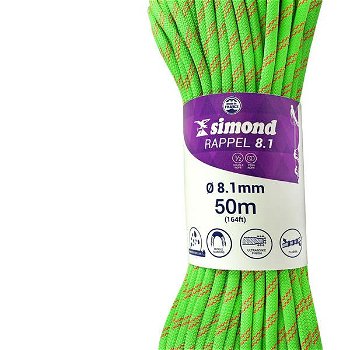 SIMOND Lano Rappel 8,1 mm 50 M Zelené