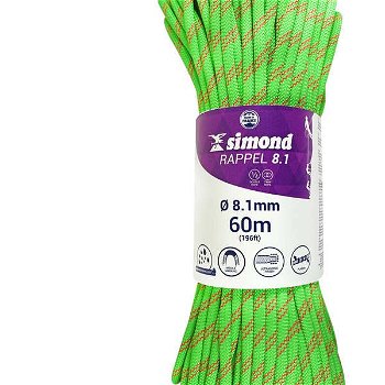 SIMOND Lano Rappel 8,1 mm 60 M Zelené