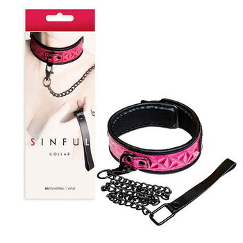 Sinful Collar bdsm obojok s vodítkom Black