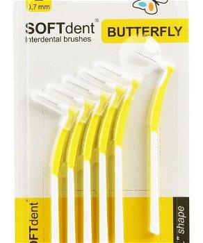 SOFTdent Butterfly Medzizubná kefka zahnutá L 0,7 mm