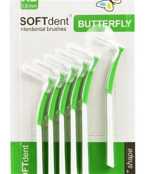 SOFTdent Butterfly Medzizubná kefka zahnutá XL 0,8 mm