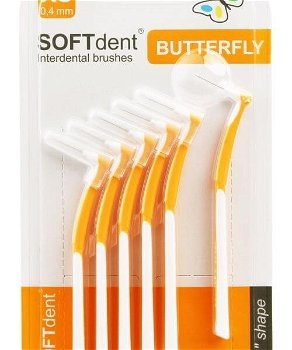 SOFTdent Butterfly Medzizubná kefka zahnutá XS 0,4 mm 6 ks