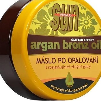 Sun Zvláčňujúce maslo Argan bronz oil s glitrami po opaľovaní 200 ml