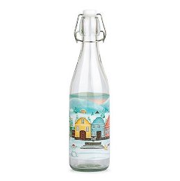 TORO Sklenená fľaša s patentným uzáverom TORO 1l dedinka