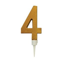 TORO Tortová sviečka číslica "4" TORO zapichovacia 16cm zlatá