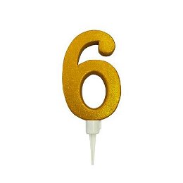 TORO Tortová sviečka číslica "6" TORO zapichovacia 16cm zlatá