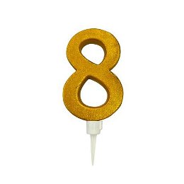 TORO Tortová sviečka číslica "8" TORO zapichovacia 16cm zlatá