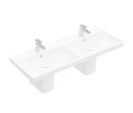 VILLEROY & BOCH - Avento Dvojumývadlo nábytkové, 1200x470 mm, s prepadom, 2 otvory na batériu, alpská biela 4A23CK01