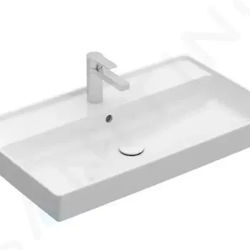 VILLEROY & BOCH - Collaro Umývadlo nábytkové, 800x470 mm, s prepadom, otvor na batériu, CeramicPlus, alpská biela 4A3380R1