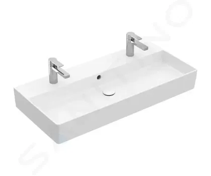 VILLEROY & BOCH - Memento 2.0 Dvojumývadlo nábytkové 1000x470 mm, s prepadom, 2 otvory na batériu, CeramicPlus, alpská biela 4A221LR1