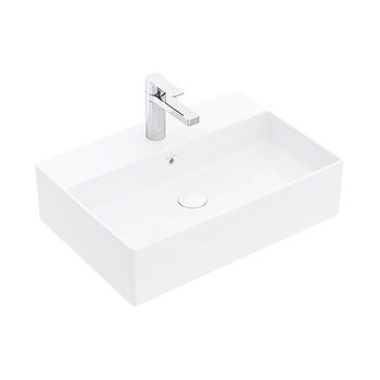 VILLEROY & BOCH - Memento 2.0 Umývadlo na dosku, 600x420 mm, s prepadom, otvor na batériu, CeramicPlus, alpská biela 4A0760R1