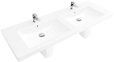 VILLEROY & BOCH - Subway 2.0 Dvojumývadlo, 1300x470 mm, s prepadom a otvormi na batérie, biela 7175D001