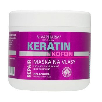 Vivapharm Keratínová regeneračná vlasová maska s kofeínom pre ženy 600 ml