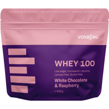 Voxberg Whey Protein 100 biela čokoláda s malinami 990 g