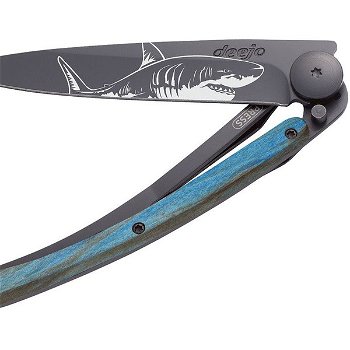 Vreckový nôž Deejo 1GB158 Tattoo 37g, Blue Beech, Shark