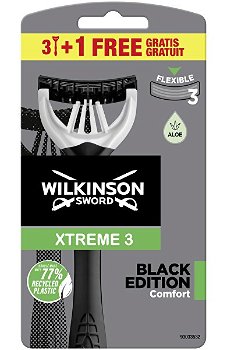 Wilkinson Sword Jednorazový holiaci strojček pre mužov Wilkinson Xtreme3 Black Edition Comfort 3 + 1 ks