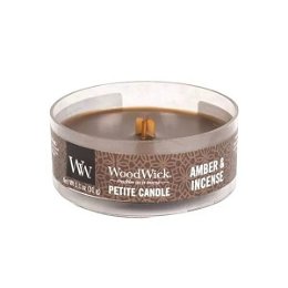 WoodWick Aromatická malá sviečka s dreveným knôtom Amber & Incense 31 g
