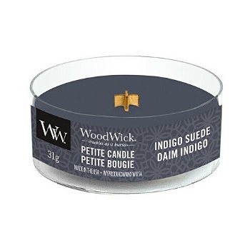 WoodWick Aromatická malá sviečka s dreveným knôtom Indigo Suede 31 g