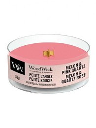 WoodWick Aromatická malá sviečka s dreveným knôtom Melon & Pink Quartz