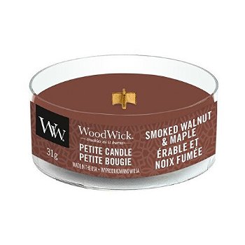 WoodWick Aromatická malá sviečka s dreveným knôtom Smoked Walnut & Maple 31 g