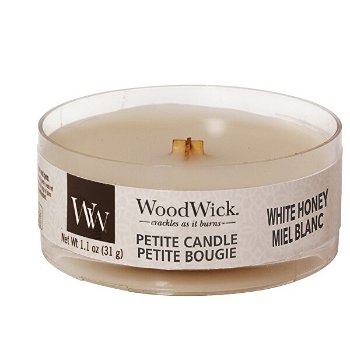 WoodWick Aromatická malá sviečka s dreveným knôtom White Honey 31 g