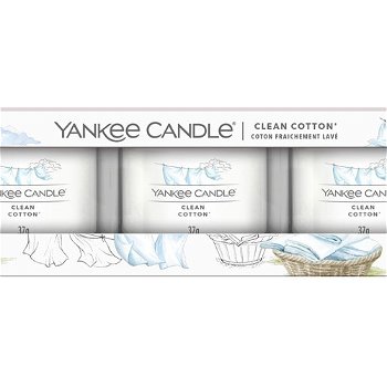 Yankee Candle Sada votívnych sviečok v skle Clean Cotton 3 x 37 g