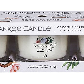 Yankee Candle Sada votívnych sviečok v skle Coconut Beach 3 x 37 g