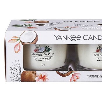 Yankee Candle Sada votívnych sviečok v skle Coconut Beach 3 x 37 g