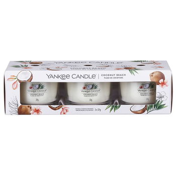 Yankee Candle Sada votívnych sviečok v skle Coconut Beach 3 x 37 g