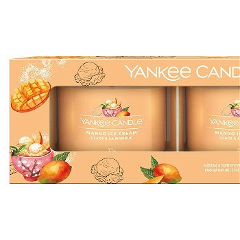 Yankee Candle Sada votívnych sviečok v skle Mango Ice Cream 3 x 37 g
