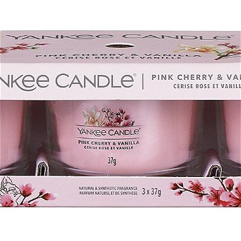 Yankee Candle Sada votívnych sviečok v skle Pink Cherry Vanilla 3 x 37 g