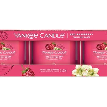 Yankee Candle Sada votívnych sviečok v skle Red Raspberry 3 x 37 g