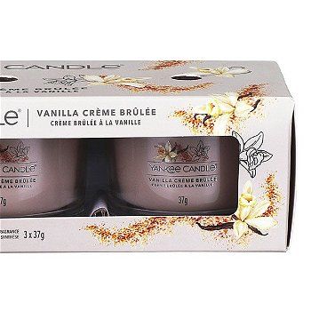 Yankee Candle Sada votívnych sviečok v skle Vanilla Creme Brulee 3 x 37 g