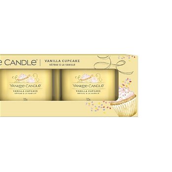 Yankee Candle Sada votívnych sviečok v skle Vanilla Cupcake 3 x 37 g -ZĽAVA - poškodený obal
