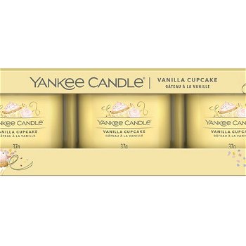 Yankee Candle Sada votívnych sviečok v skle Vanilla Cupcake 3 x 37 g