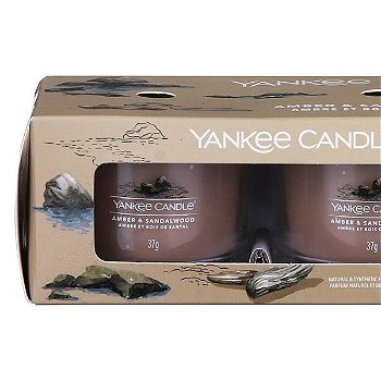 Yankee Candle Súprava votívnych sviečok v skle Amber & Sandalwood 3 x 37 g