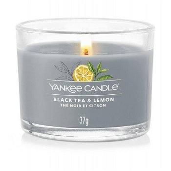 Yankee Candle Votívna sviečka v skle Black Tea & Lemon 37 g