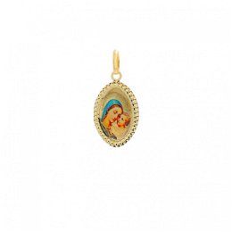 Zlatý oválny medailón Božej Matky s dieťaťom