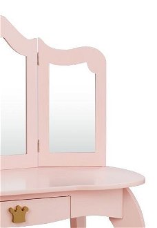 2v1 detský toaletný stolík s taburetkou a trojitým zrkadlom, ružová 7
