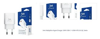 3mk Nabíjačka HyperCharger, 20 W, USB-C a USB-A PD 3.0 QC, biela 1