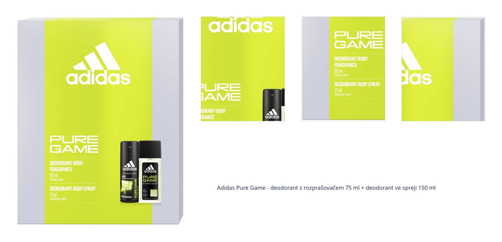 Adidas Pure Game - deodorant s rozprašovačem 75 ml + deodorant ve spreji 150 ml 1