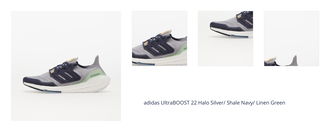 adidas UltraBOOST 22 Halo Silver/ Shale Navy/ Linen Green 1