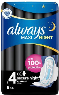 ALWAYS Maxi Secure Night Hygienické vložky s krídelkami 6 ks